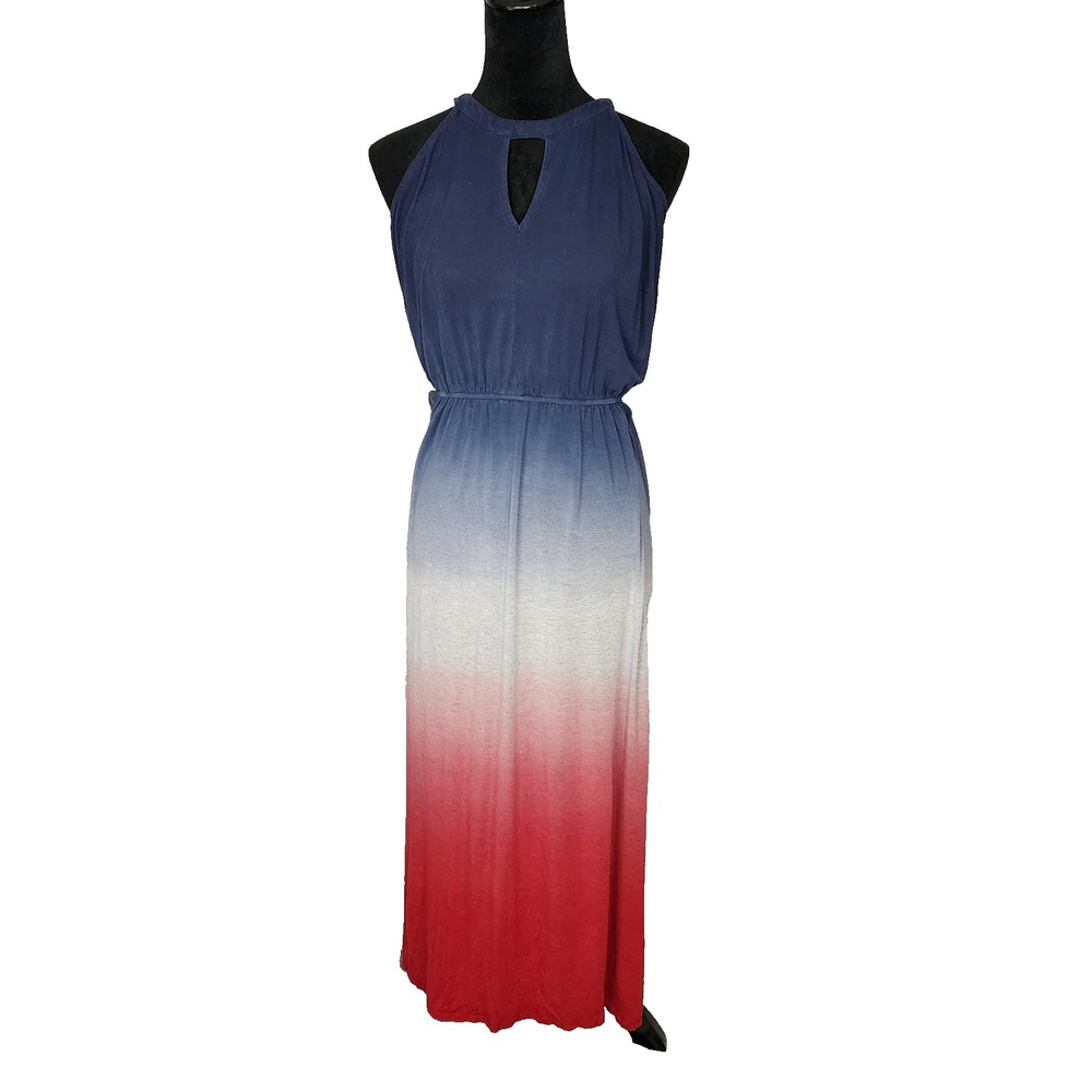 LANE BRYANT Size 14 16 Dip Dye Keyhole Maxi Dress Ombre Pockets Boho Chic Travel